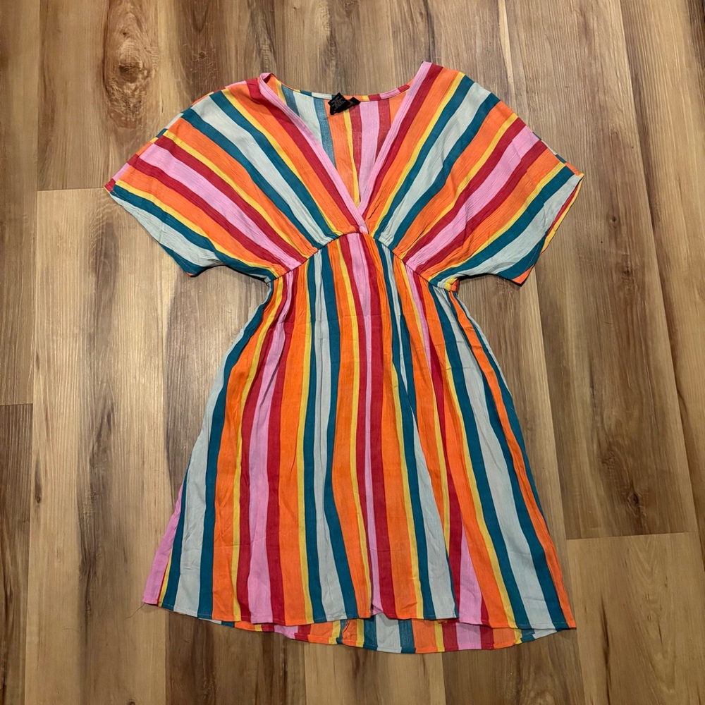 Angie Red and Blue V-Neck Dolman Sleeve Sundress